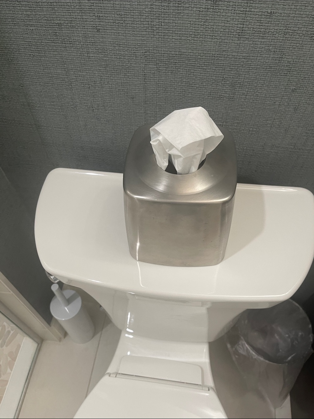 Brushed Stainless Steel Square Tissue Cover - Silver